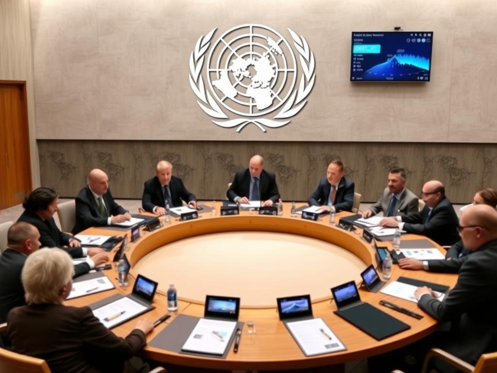 Logo UNFCCC dan COP dengan delegasi internasional
